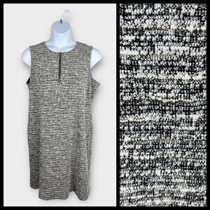 Apt‎ 9 Womens tweed black white gold sheath sleeveless zip front dress XL